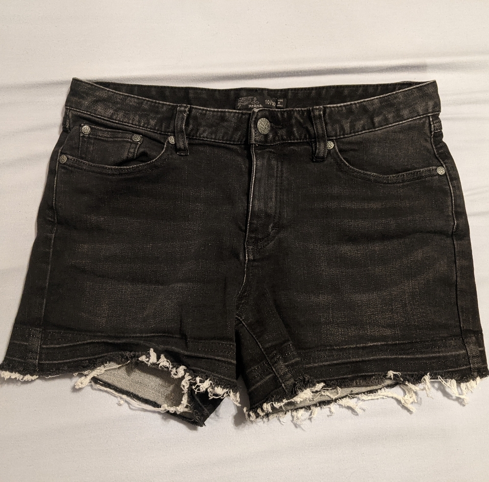Prana London Jean shorts raw hem black size 10/30